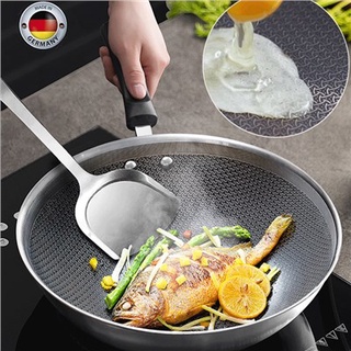 ℗﹍♙Honeycomb Handmade Stainless Steel Wok Set Nonstick Skillet Thick Wok Frying Pan Non-Stick Non Rusting Gas/Induction