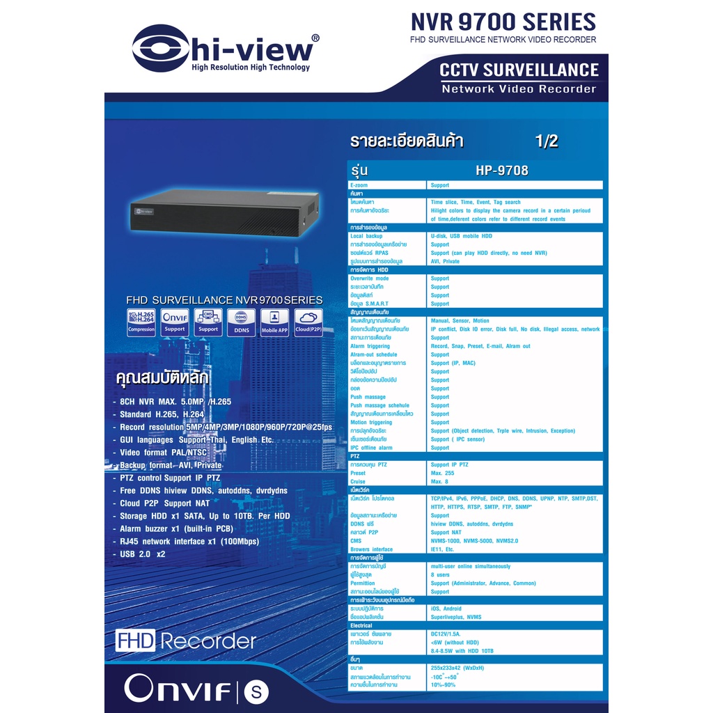 เครื่องบันทึกกล้องวงจรปิด-hiview-รุ่น-hp-9708-สินค้าของแท้รับประกันศูนย์-2-ปี-สามารถออกใบกำกับภาษีได้