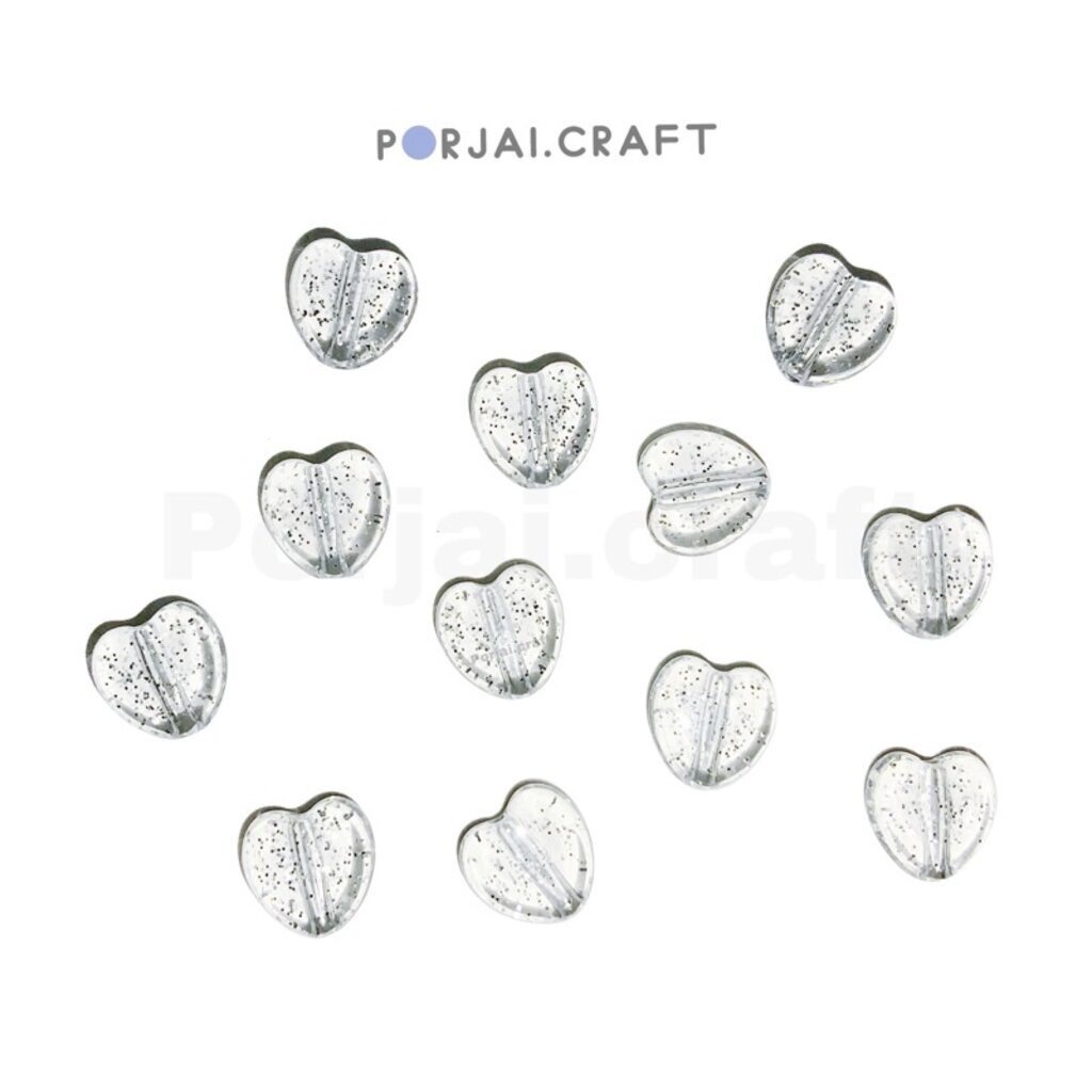 ภาพหน้าปกสินค้าลูกปัดหัวใจใสกากเพชร Glitter clear heart beads 10mm จากร้าน porjai.craft บน Shopee