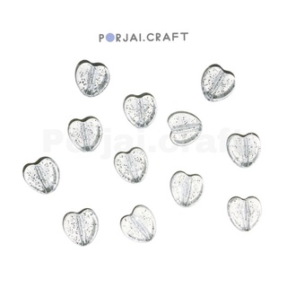 ภาพขนาดย่อของภาพหน้าปกสินค้าลูกปัดหัวใจใสกากเพชร Glitter clear heart beads 10mm จากร้าน porjai.craft บน Shopee
