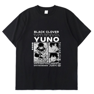 เสื้อยืดแขนสั้นลําลอง ผ้าฝ้าย ทรงหลวม พิมพ์ลายการ์ตูนอนิเมะ Black Clover Asta Yuno Yami แฟชั่นฤดูร้อน สําหรับผู้ชาย 2021