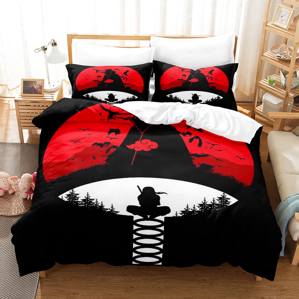 ชุดเครื่องนอน-ผ้านวม-ลายการ์ตูนนารูโตะ-akatsuki-uchiha-itachi-แบบสร้างสรรค์-สองขนาด