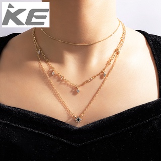 Simple jewelry Diamond star three-necklace Geometric chain multi-necklace for girls for women