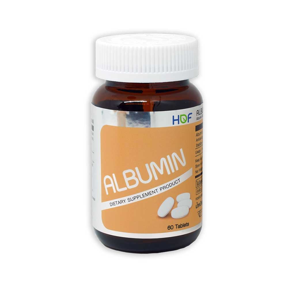 hof-albumin-อัลบูมิน-โปรตีนจากไข่ขาว-60-เม็ด-เสริมสร้างโปรตีน-บำรุงตับ-บำรุงไต-เสริมสร้างกล้ามเนื้อ-บำรุงร่างกาย