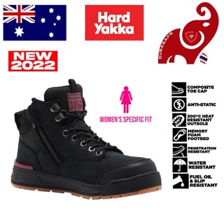 ีรองเท้าเซฟตี้ HARD YAKKA Y60333 3056 Women 5-Inch Lace Side-Zip Safety Boot Black