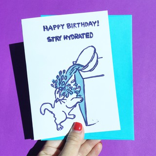 ภาพหน้าปกสินค้าการ์ดวันเกิดน่ารัก การ์ดวันเกิดพร้อมซอง ลายแมว Happy Birthday Stay Hydrated แบรนด์ Chonky Goods funny cat birthday card ที่เกี่ยวข้อง