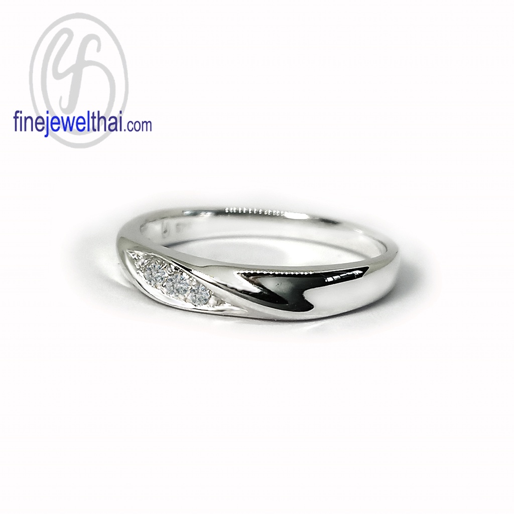 finejewelthai-แหวน-แหวนเพชร-เพชรสังเคราะห์-แหวนเงินแท้-diamond-cz-silver-wedding-ring-r1206cz-3p