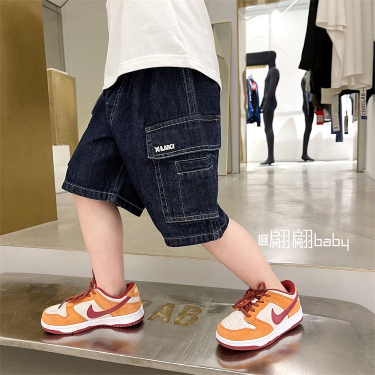 กางเกงยีนขาสั้น-ขาห้าส่วน-ลําลอง-ทรงหลวม-มีกระเป๋า-ขนาดใหญ่-แฟชั่นฤดูร้อน-สไตล์ญี่ปุ่น-สําหรับเด็กผู้ชาย-2022
