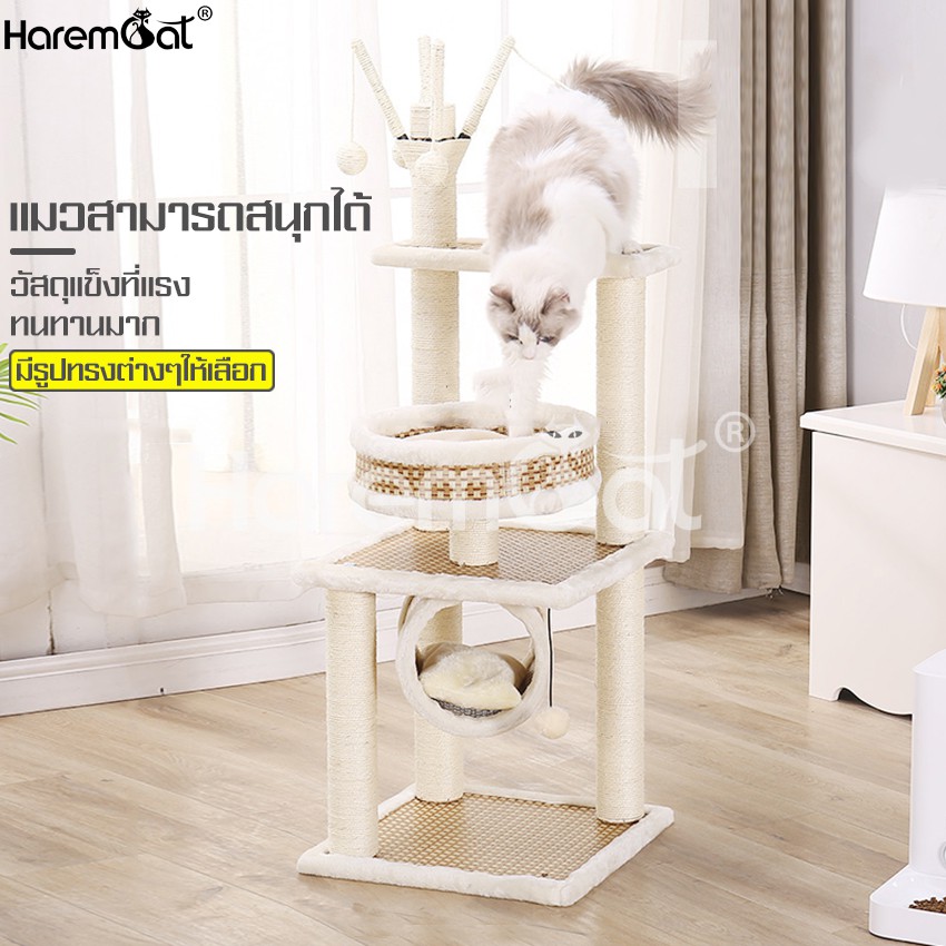 harmcat-ที่นอนแมว-ที่ฝนเล็บแมว-คอนโดแมว-ที่แมวเล่น-คอนโดแมวกำมะหยี่-คอนโดสัตว์เลี้ยง-ห้องนอนแมว