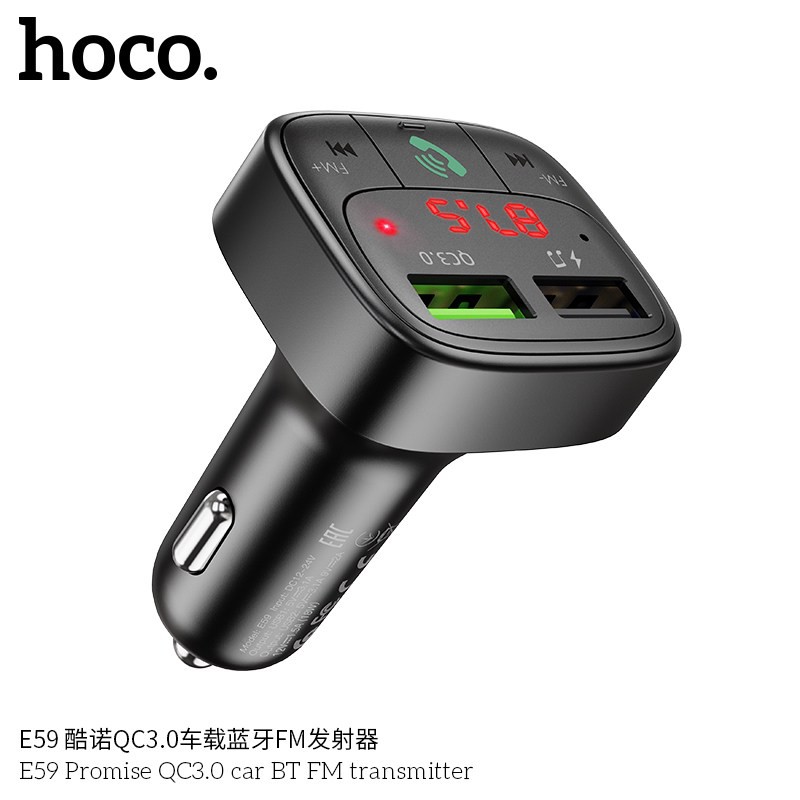 Hoco E59 หัวชาร์จในรถ ชาร์จเร็ว QC3.0 รองรับ MP3 / SD card ทำให้มือถือ