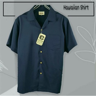 สินค้า ⛱🐋 Hawaii Shirt  เสื้อฮาวาย แนวเกาหลี สีกรม ⛱🐋 มีถึง อก 48\"