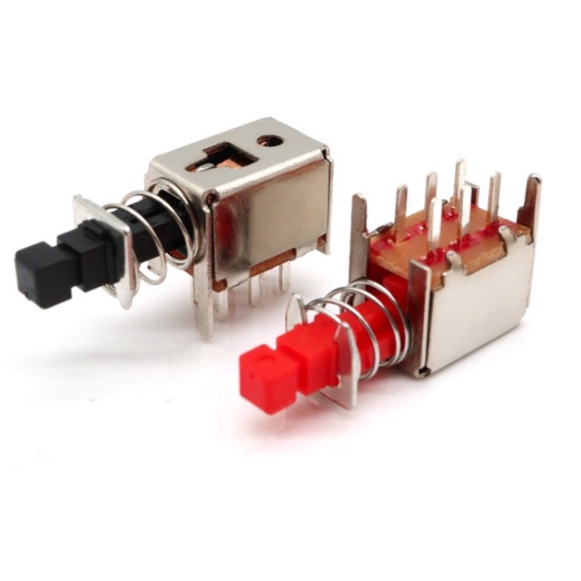 Pushปุ่มสวิทช์DPDTคู่เสา6 Pin Self-Locking Key Power Switchesสีดำ กดไม่ ...