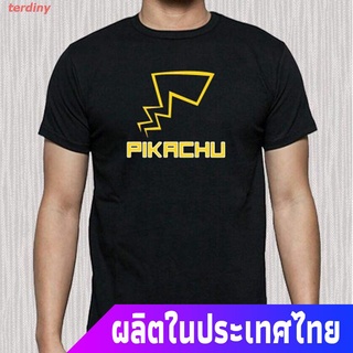 โปเกมอนเสื้อยืดลำลอง เสื้อยืดพิมพ์ลายการ์ตูน Pikachu Pokemon แฟชั่นสําหรับผู้ชายสีดํา Pokemon Popular T-shirts7Lq