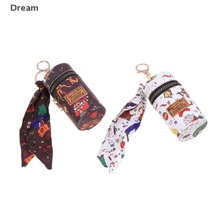 &lt;Dream&gt; กระเป๋าหนัง ทรงกระบอก มีซิป ขนาดเล็ก สําหรับใส่เหรียญ พวงกุญแจ กระเป๋าสตางค์ เครื่องสําอาง