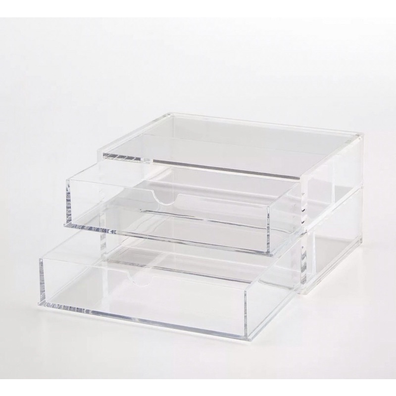 มูจิ-ลิ้นชักอะคริลิก-2-ชั้น-เปิดฝาได้-muji-acrylic-case-with-drawer-2-rows