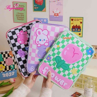 ✿ beginning ✿ เคสแท็บเล็ต หนัง PU แต่งซิป ลายการ์ตูนตารางหมากรุก สําหรับเด็กผู้หญิง ✿