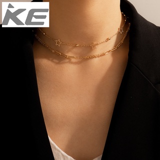Simple Jewelry Star Hollow Gold Double Necklace Small Gold Bead Chain Alloy MultiClavicle Chai