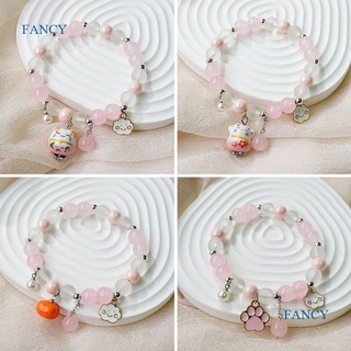 Fancy ใหม่ สร้อยข้อมือ กําไลข้อมือ เชือกถัก เซรามิค จี้รูปแมวนําโชค ดาวน่ารัก สีแดง เรียบง่าย สําหรับผู้หญิง