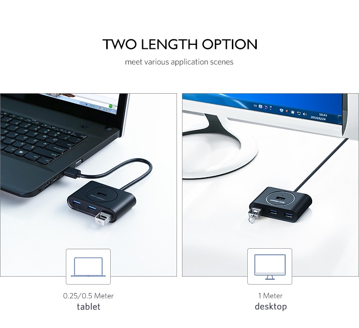 รายละเอียดเพิ่มเติมเกี่ยวกับ Ugreen อะแดปเตอร์ฮับ Usb 3.0 4 พอร์ต 1 เมตร สําหรับ Macbook Imac Surface Pro Xps Flash Drive Usb Hdd Mobile