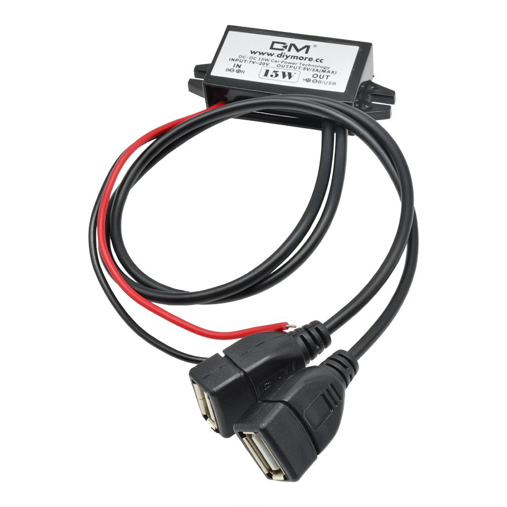 โมดูลแปลง DC-DC 12V เป็น 5V 3A 15W อะแดปเตอร์พาวเวอร์เอาต์พุต USB คู่ ...