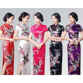 ชุดราตรียาว Elegant Retro Cheongsam จีนสั้น Cheongsam ชุดรัดรูปเหมาะสำหรับงานปาร์ตี้ Catwalk Party