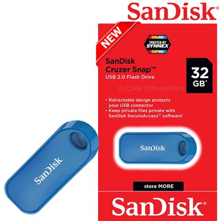 สินค้า SanDisk Flash Drive Cruzer Snap USB 2.0 32GB Blue (SDCZ62_032G_G35B) แฟลชไดร์ฟ แซนดิส ประกัน Synnex 5 ปี