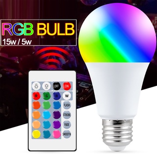 หลอดไฟ LED RGB พลาสติก อลูมิเนียม เปลี่ยนสีได้ E27 พร้อมรีโมตคอนโทรล หลากสี สําหรับถ่ายภาพ สร้างบรรยากาศ