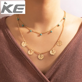 Star Street Shooting Gold Disc Beaded Double Necklace Alloy Geometry MultiNecklace for girls