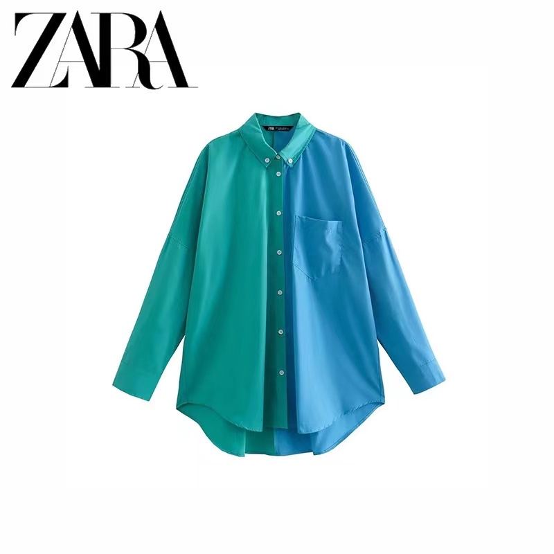 zara-ใหม่-เสื้อเชิ้ต-สีตัดกัน-แฟชั่นฤดูร้อน