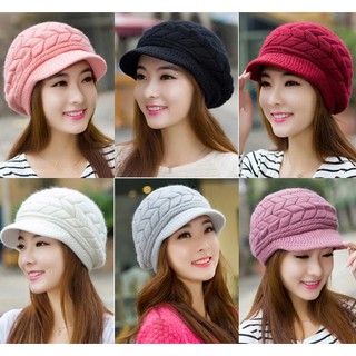 สินค้า (พร้อมส่ง 6 สี)  หมวกไหมพรม หมวกกันหนาวสวยๆ  มี 6 สีจ้า