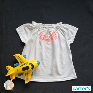 เสื้อแขนสั้น เด็กหญิง สีขาว ลายปัก ของใหม่ แบรนด์ Carters