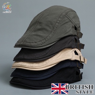 05B2 หมวกเบเร่ต์ BRITISH STYLE ทรงวินเทจสุด classic เนื้อผ้าฝ้าย สวมใส่สบาย ปรับได้ตามขนาดศรีษะ