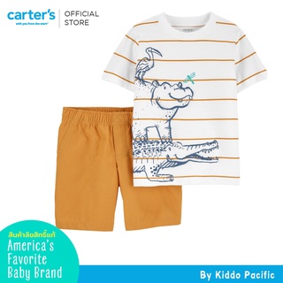 CarterS Short Sleeve+Pants 2Pc White-Hippo L8 คาร์เตอร์เสื้อผ้าชุดเซทเสื้อพร้อมกางเกงขาสั้น