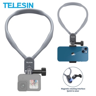 Telesin เมาท์ขาตั้งโทรศัพท์มือถือ ซิลิโคนนิ่ม แม่เหล็ก ปลดไว สําหรับ GoPro Insta360 Osmo Action EKEN IPhone Samsung