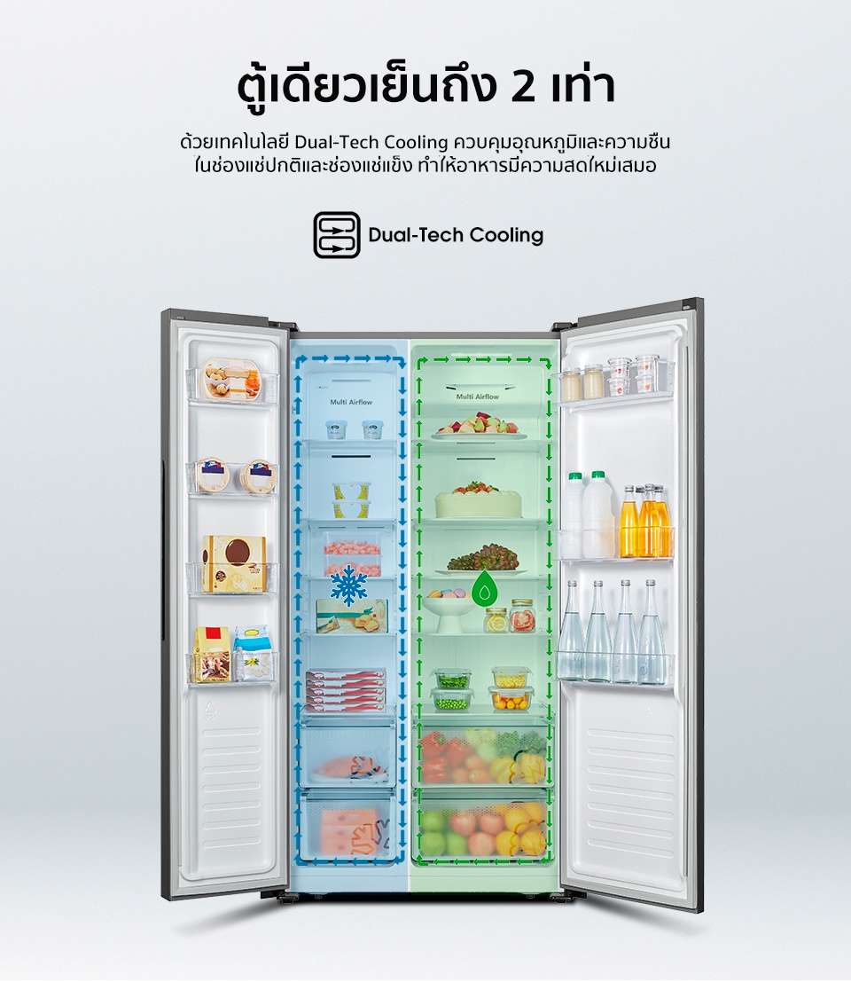 เกี่ยวกับสินค้า Hisense ตู้เย็น2 ประตู Side By Side :18.5Q/523.1 ลิตร รุ่น ERS517B
