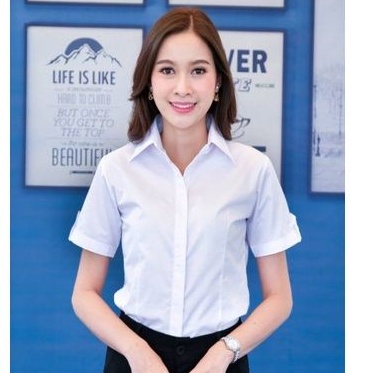 เสื้อเชิ้ตหญิง-แขนสั้น-6สี-ไซส์32-46