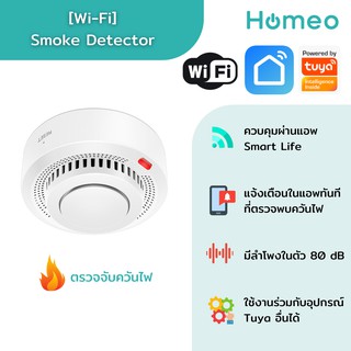 ภาพขนาดย่อของสินค้าTuya Wifi Smoke Detector เซ็นเซอร์ตรวจจับควันไฟแบบ Wifi