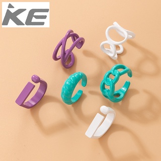 Accessories Multicolor Spray Paint Irregular Ring Set Colorful Geometric Combination Rings for