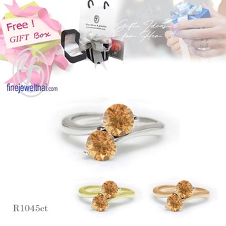 Finejewelthai-แหวนซิทริน-ซิทริน-แหวนเงินแท้-แหวนพลอย-แหวนประจำเดือนเกิด-R1045ct (เลือกสีตัวเรือนได้)