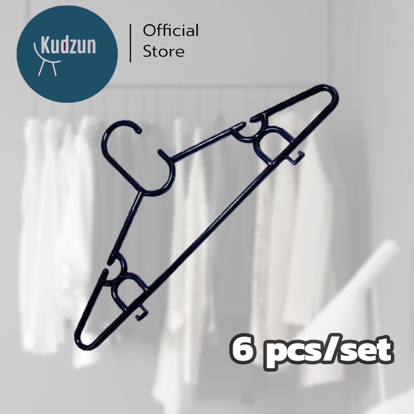 ภาพหน้าปกสินค้าKudzun ไม้แขวนเสื้อ พลาสติก หนาM-16(แพค 6 ชิ้น) จากร้าน kr1412th บน Shopee