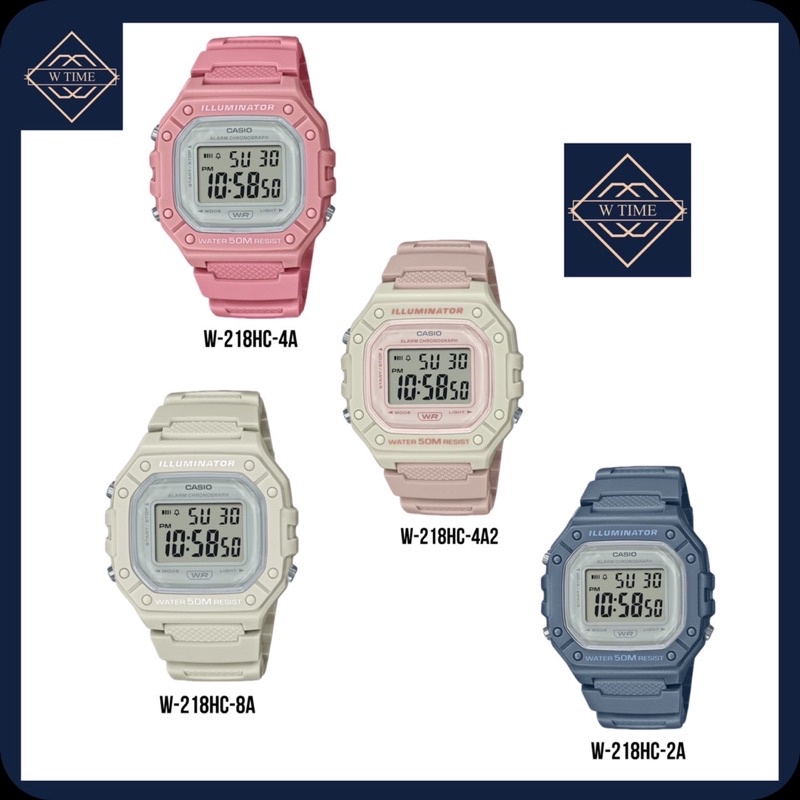 นาฬิกา-casio-นาฬิกาผู้หญิง-casioรุ่นใหม่ล่าสุดw-218hc-4a-4a2-8a-2a