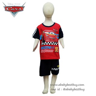 ชุดแฟชั่นเด็กเล็กผู้ชาย Disney Cars เสื้อแขนสั้นสีแดง กางเกงขาสั้นสีดำ สุดเท่ห์ ลิขสิทธิ์แท้ (สำหรับเด็กอายุ 1-3 ปี )