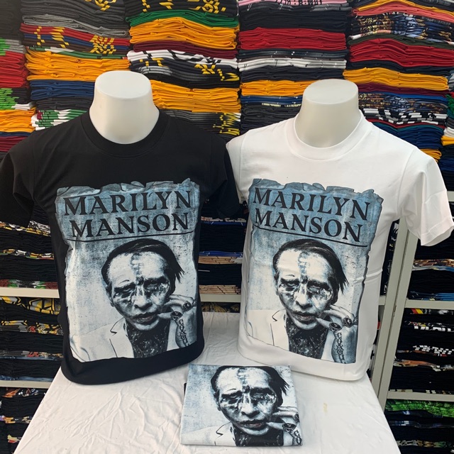 เสื้อวง-marilyn-manson-เสื้อวงดนตรี-เสื้อวงร็อค-สกรีนสวย-สินค้าพร้อมส่ง