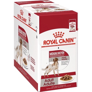 Royal canin สูตร Medium Adult / อาหารซองแบบเปียก ขนาด 140กรัม(ยกกล่อง)(10ซอง)(วัยโตอายุ 12 ปีขึ้นไป) รอยัลคานิน