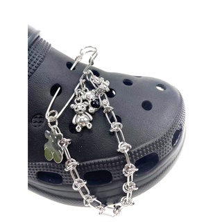 สินค้า 3 ชิ้น ชุดพังก์ สไตล์หมี โลหะ jibitz โซ่ Pins รองเท้าหัวเข็มขัดใช้ได้กับผู้หญิง DIY crocks