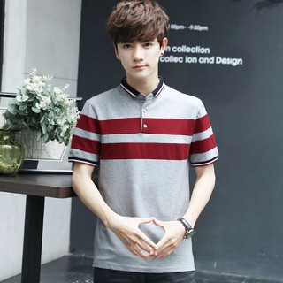 เสื้อโปโลแขนสั้น ผ้าฝ้าย แบบเข้ารูป มี 3 สี สําหรับผู้ชาย