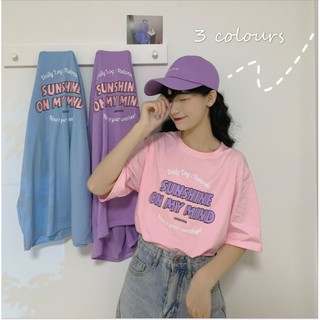 🎇(พร้อมส่ง)🎇 เสื้อยืด Over Size เสื้อยืดคอกลม เสื้อผ้าแฟชั่นสำหรับผู้หญิง "สีพาสเทล"