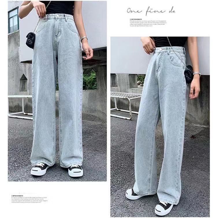 🍓👖 MKL👖🍓พร้อมส่ง 🌟 กางเกงยีนส์ ขายาว เอวสูง ทรงกระบอก เท่ เก๋ๆ ทรงสวย แนววินเทจ #8006 - 4