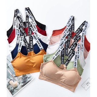 สินค้าพร้อมส่างจากไทย💥LoveIs Bra💥 (N029)  สปอร์ตบราสายลายตัวอักษร สายไขว้หลังเก๋ๆ