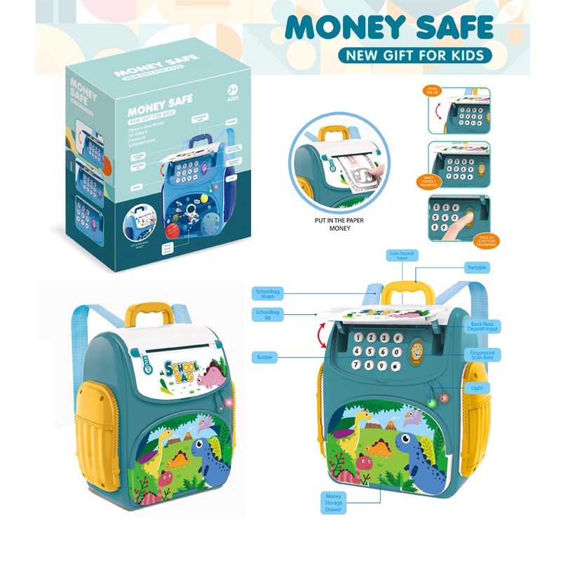 กระเป๋าออมสิน-monney-safe-ออมเงินได้-สะพายได้-มีไฟ-เสียงเตือนและเสียงเพลง-มีฟังชั่นเก็บเงินแบงค์-กระเป๋าสะพายเด็ก